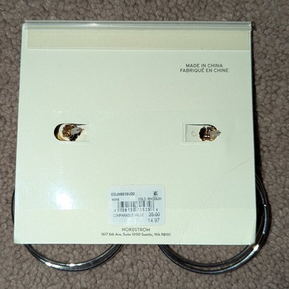 NEW Open Edit Nickel Free Rodium Drop Large Hoops Pierced Earrings Jewelry NWT - Picture 4 of 5